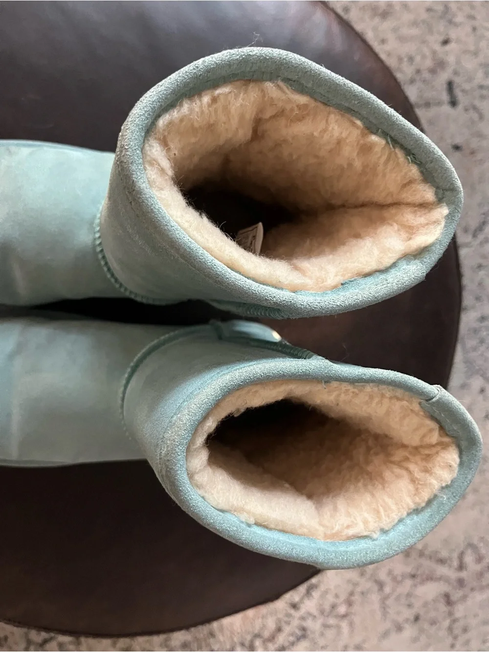 BearPaw Kids Mint Green Suede Shearling Boots - Size 2